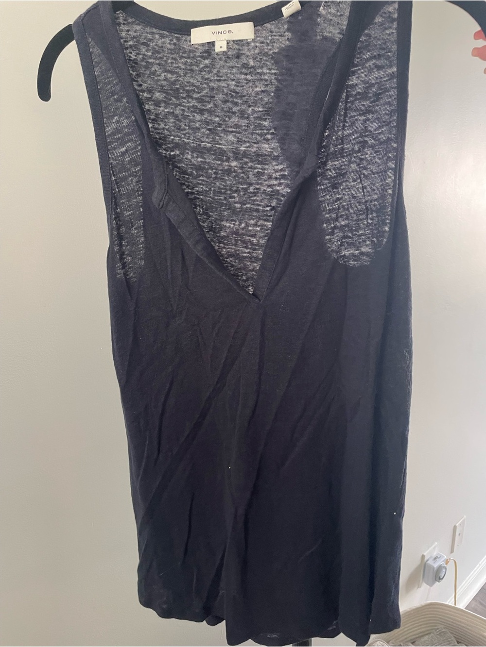 Vince Black V-Neck Sleeveless Tank